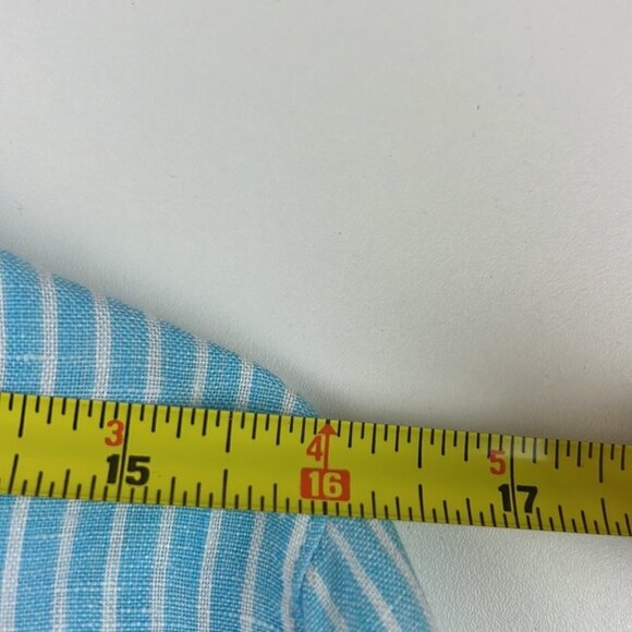 J. Jill Petite Love Linen Blue White  Oversized Pinstripe - Picture 7 of 10
